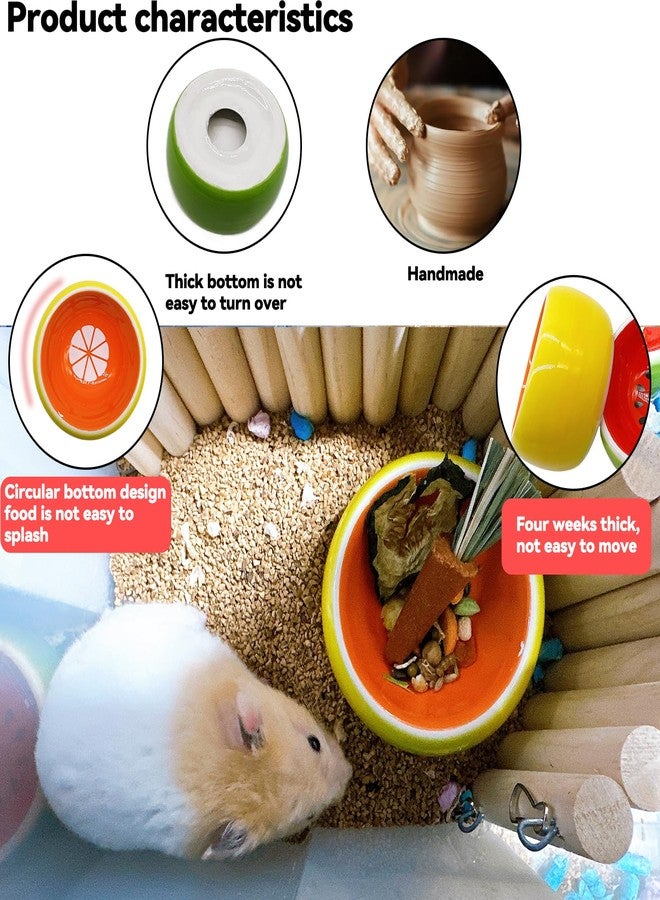 هامليدي وعاء هامستر هاميليدي، وعاء سيراميك لإطعام الحيوانات الأليفة بالماء والطعام، مناسب لخنزير غينيا والجرذ والفأر والشنشيلة والقنفذ والسنجاب الطائر (قطعتان) - Image 4